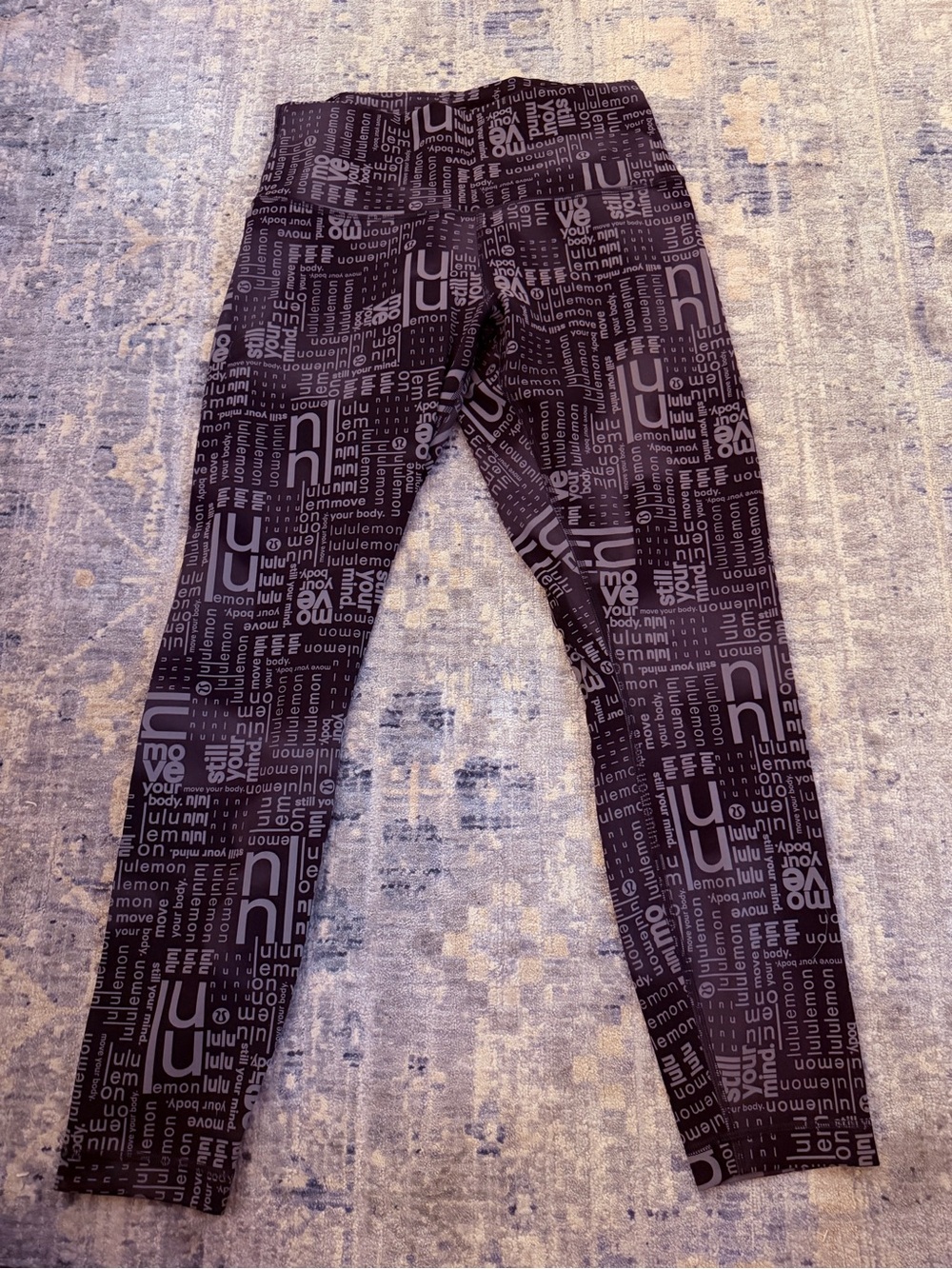 Lululemon Black & Gray Logo Leggings